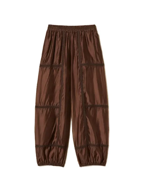 TWINSET voile joggers with lace Brown 261TF2041