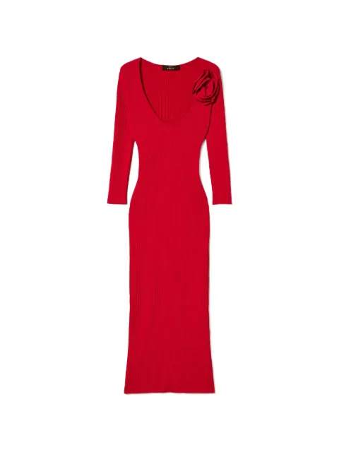 TWINSET long knit dress with brooch Red 261AP3100