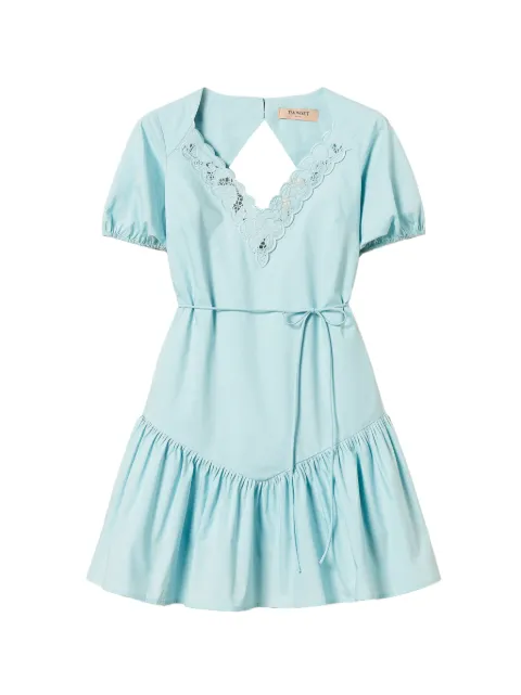 TWINSET short poplin and broderie anglaise dress Blue 261TT2033