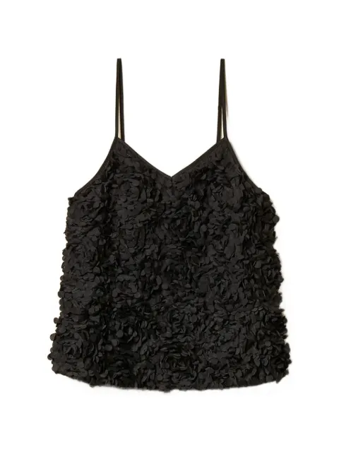 TWINSET Crêpe de Chine and tulle top with flowers Black 261AP2235