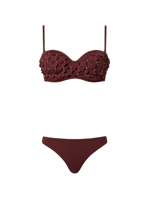 TWINSET embroidered bandeau bikini top and briefs Red 261LBMB11