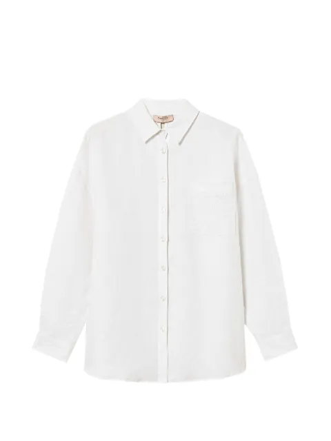TWINSET linen shirt with embroidered logo White 261TT2301