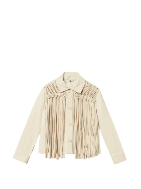 TWINSET bull denim jacket with fringes Neutrals 261LB2JAA