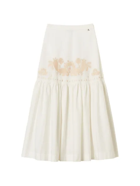 TWINSET long skirt with flounce and embroidery White 261AT2040