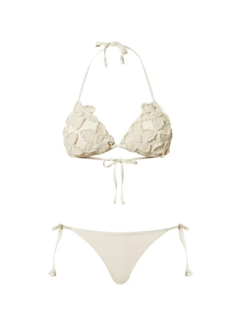 TWINSET crochet-knit triangle bikini set White 261LMME23
