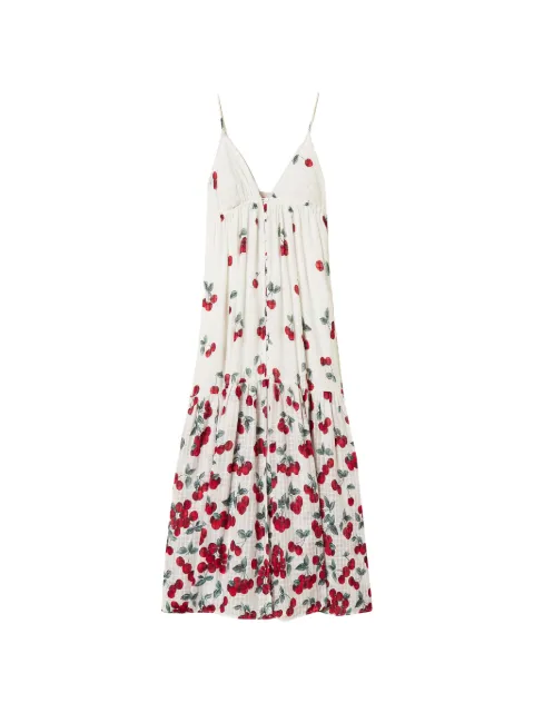 TWINSET cherry-print lace long dress White 261TT2600
