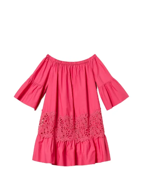 TWINSET short poplin kaftan with macramé Pink 261LB2AEE