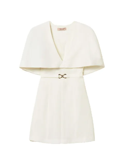 TWINSET short linen blend cape dress White 261TP2451