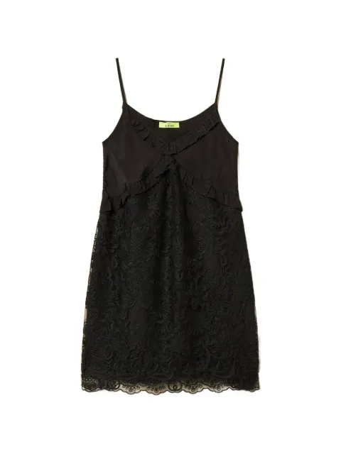 TWINSET x MYFO ruffled lace short dress Black 261AQ2043