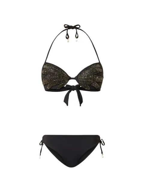 TWINSET push-up bikini top with embroidery and briefs Black 261LMMF44