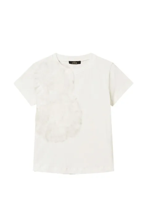 TWINSET regular fit T-shirt with tulle flowers White 261AT2190