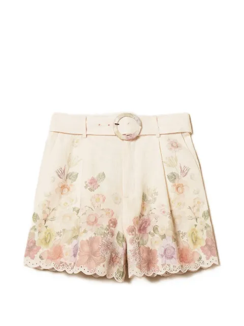 TWINSET floral-print linen shorts Neutrals 261TT2572