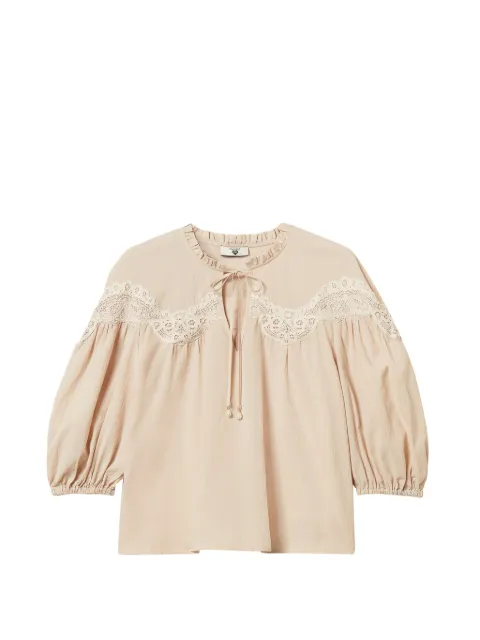 TWINSET muslin blouse with macramé Neutrals 261LM2DAA