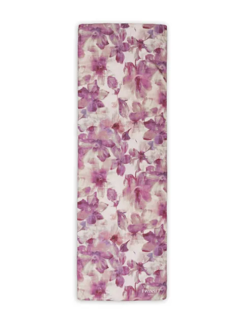 TWINSET floral stole with logo Purple 261TA4450