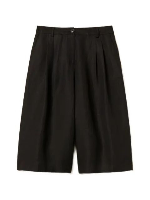 TWINSET linen blend Bermuda shorts with pleats Black 261LL2NGG