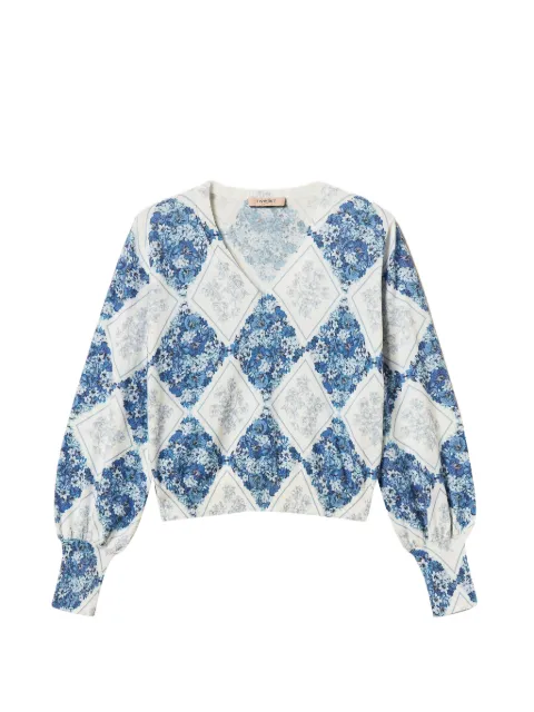 TWINSET jumper with diamond floral print Blue 261TP3530