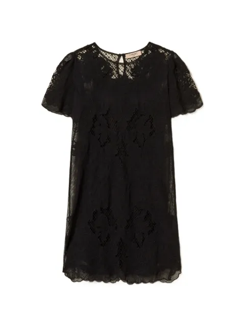 TWINSET short muslin dress with embroidery Black 261TP2582