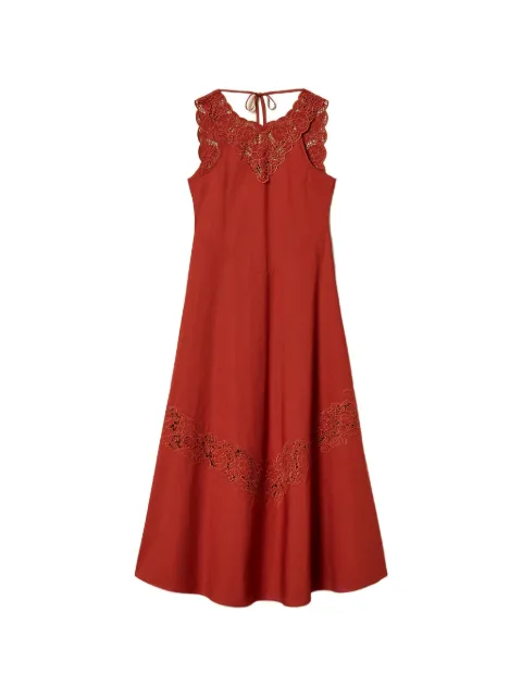 TWINSET long poplin and broderie anglaise dress Red 261TT2032