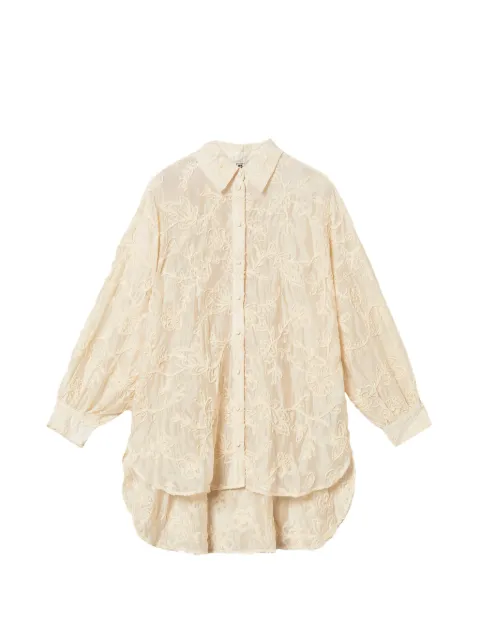 TWINSET muslin shirt with Cornely embroidery Neutrals 261LB2UFF