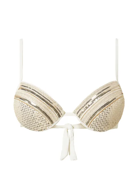 TWINSET sequin embroidered push-up bikini top White 261LBMG44