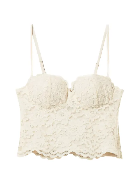 TWINSET cropped lace bustier top Neutrals 261AP2300