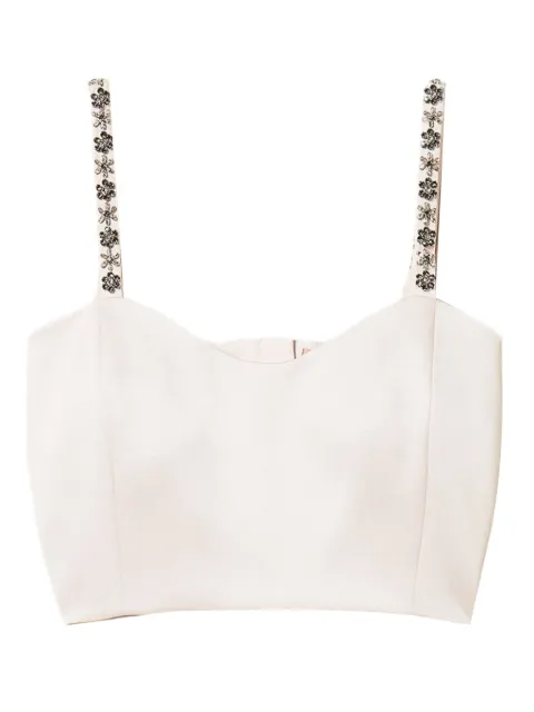 TWINSET Duchesse cropped top with embroidery White 261TP2413