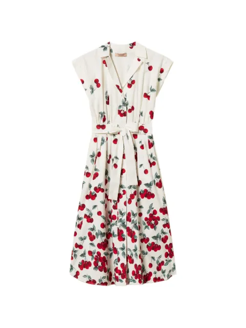 TWINSET poplin midi dress with cherry print Neutrals 261TT2590