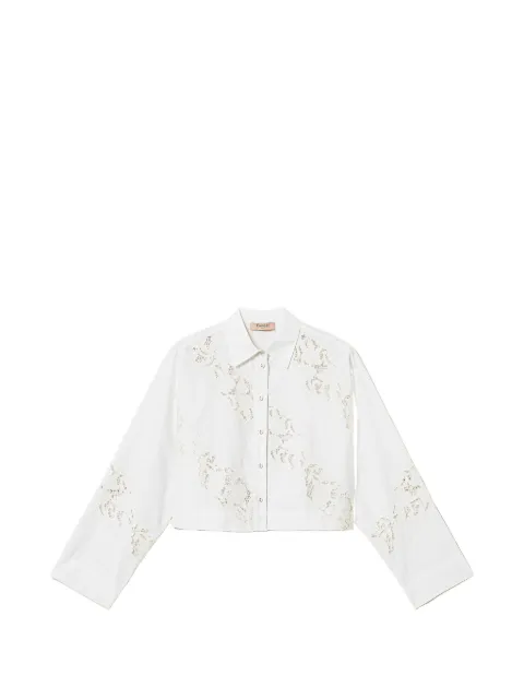 TWINSET poplin and broderie anglaise shirt White 261TT2031