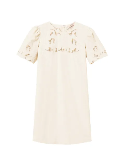 TWINSET short linen blend dress with embroidery Neutrals 261TP2310