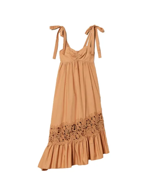 TWINSET poplin midi dress with macramé Neutrals 261LB2ABB