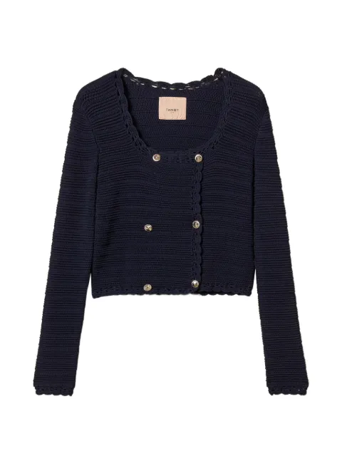 TWINSET knit jacket with crochet detail Blue 261TP3070