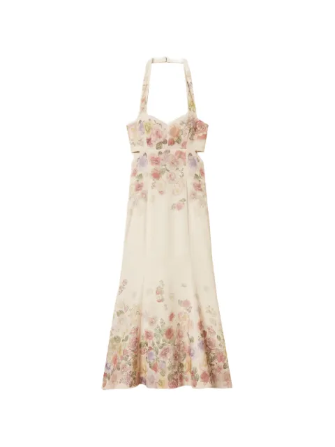 TWINSET linen floral midi dress Neutrals 261TT2570