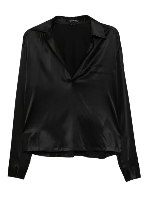 TOM FORD satin-finish long-sleeve blouse Black TS2144FAX881