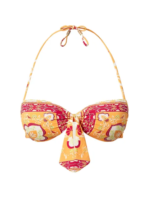 TWINSET bandeau bikini top with print and rhinestones Orange 261LBMQ11