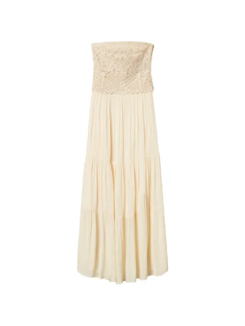 TWINSET long crochet and muslin dress Neutrals 261LM2NNN