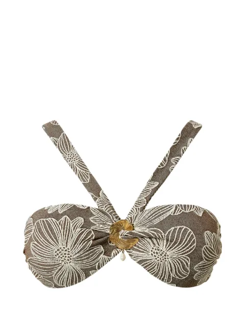 TWINSET jacquard bikini top with pearl Brown 261LMMB11