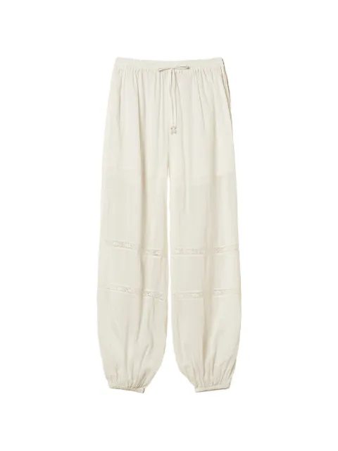TWINSET muslin trousers with lace White 261LM2HBB