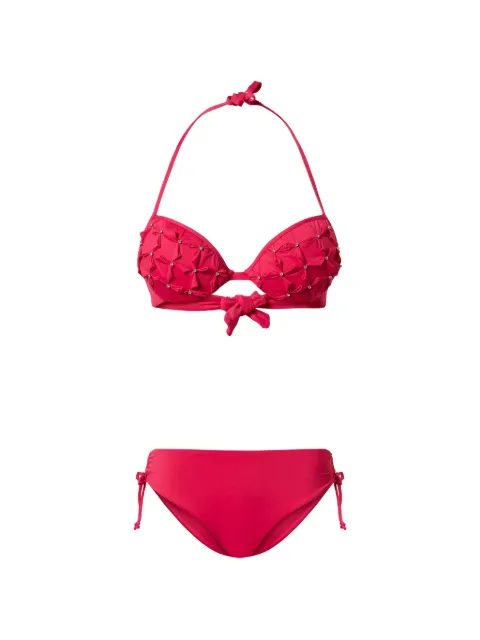 TWINSET push-up bikini top with embroidery and briefs Pink 261LBMB44