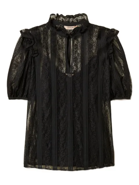 TWINSET striped lace blouse Black 261TP2540