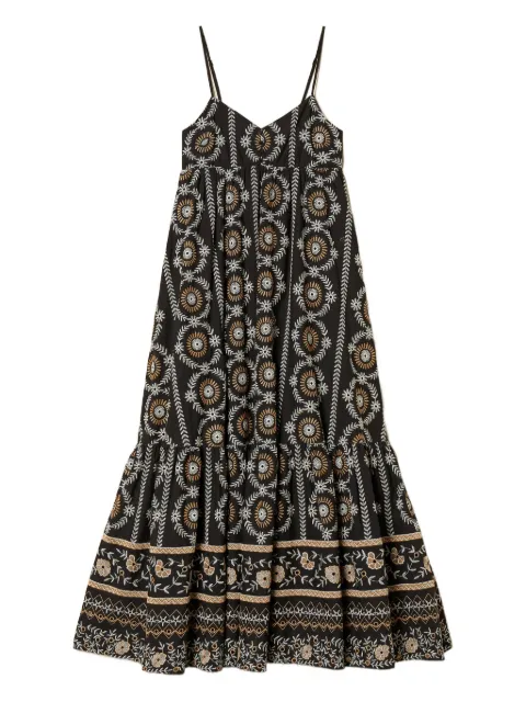 TWINSET long muslin dress with broderie anglaise Black 261LB2TDD