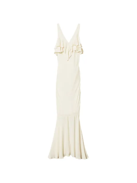 TWINSET long crêpe dress with flounces Neutrals 261TT2070