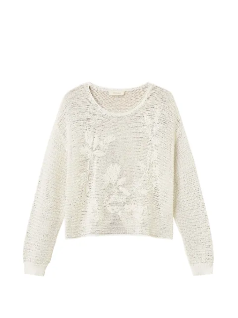 TWINSET Mesh jumper with hand embroidered details White 261TE3020