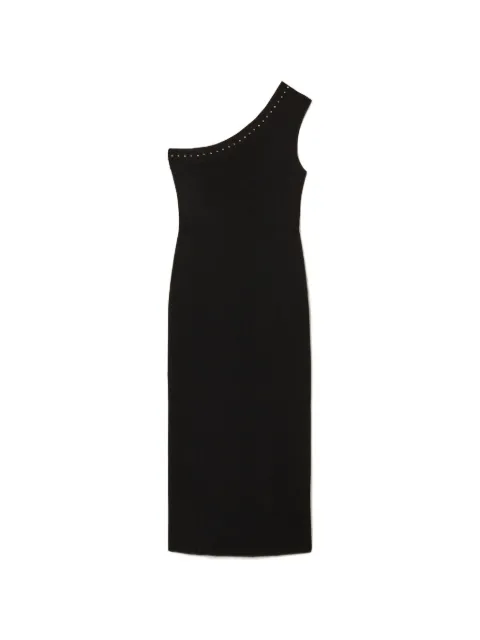 TWINSET one shoulder midi knit dress Black 261AP3120