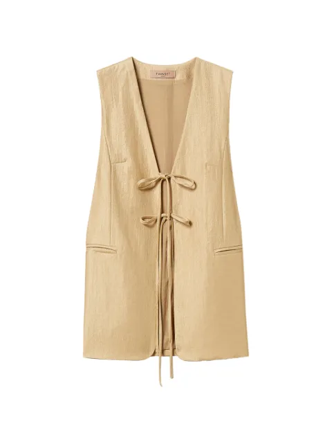 TWINSET laminated waistcoat with ties Neutrals 261TT2532