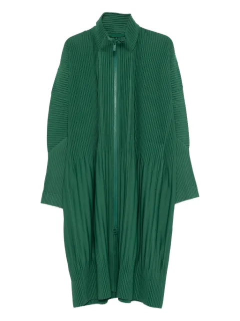 Homme Plissé Issey Miyake pleated zip-up coat Green HP58JA111