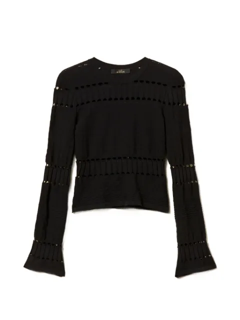 TWINSET fitted jumper with openwork Black 261AP3081