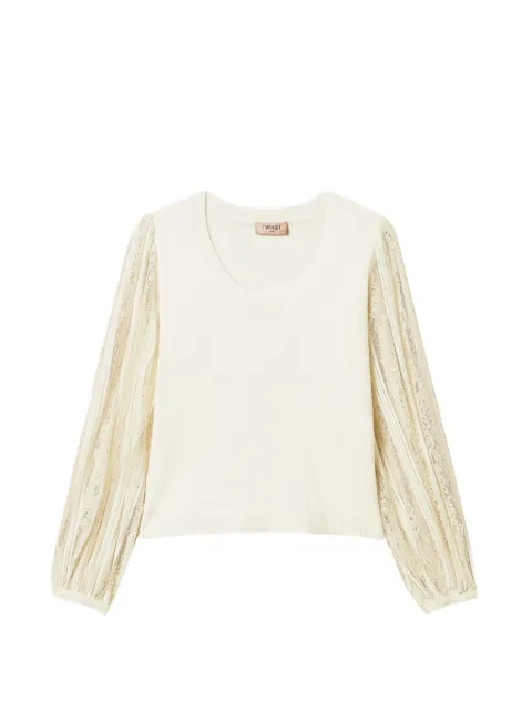TWINSET jumper with lace sleeves Neutrals 261TP3432
