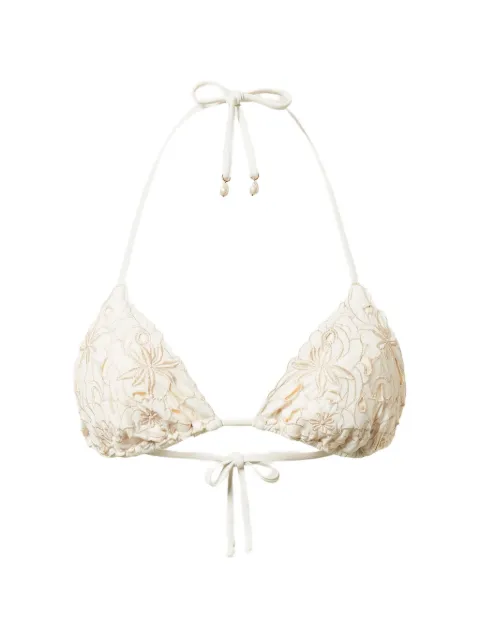 TWINSET triangle bikini top with floral embroidery White 261LMMA22