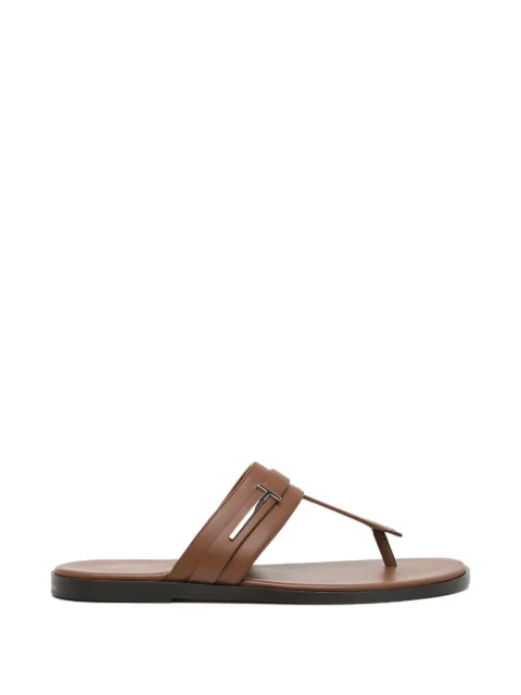 TOM FORD logo leather flip-flops Brown J1603LCL434S