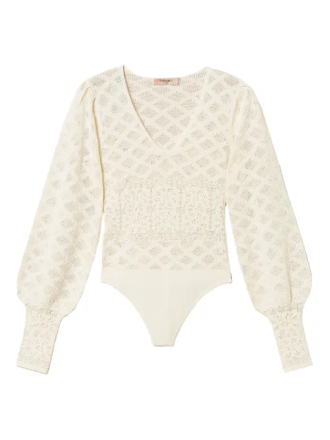 TWINSET knit floral bodysuit Neutrals 261TP3261